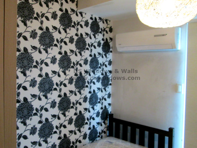 Black & White Vinyl Wallpaper Installed in Small Bedroom