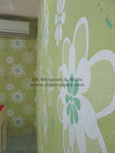 Floral Green Vinyl Wallpaper installed at U.N. Avenue, Ermita Manila
