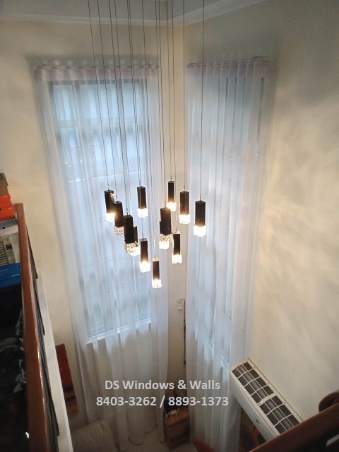 Curtain sheer for staircase windows
