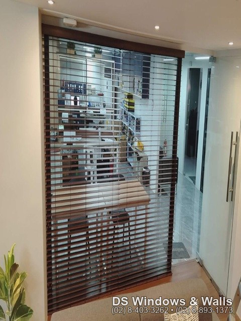 faux wood blinds installed in Quezon City office