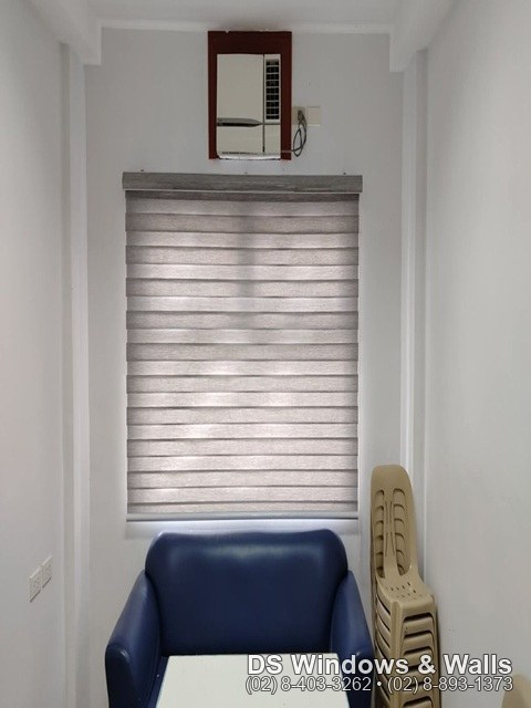 light gray korean combi blinds with matching valance in condo