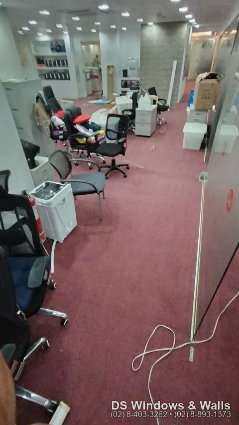 finished office carpet roll with workstations back in place, Manila installation