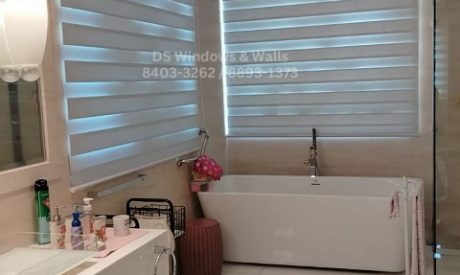 White Korean shades in a BGC bathroom