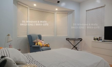 White wood blinds in a Quezon City bedroom